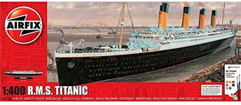 Airfix Ship Model Building Kits - RMS Titanic Miniature Craft Kit, 1/400 Scale Model Boat Kits for Adults to Build, Incl. Titanic Model Ship, Paint, Brushes & Poly Cement - Titanic Gifts for Men