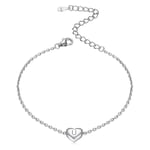 ChicSilver Bracelets Chaîne Femme Argent avec Charm Coeur Gravé Initiale U-Bijoux Femmes-Gourmette Ajustable 16 à 21 cm-Cadeau Femme pour Anniversaire de Maman Fille