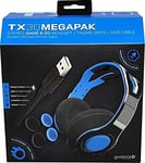 Gioteck TX30 - Megapack Casque Gaming PS4 - Cable Jack 3.5mm - Thumb Grips (2X), Chargeur USB, Casque Gaming PS4 Xbox One Switch et PC (Bleu et Noir)