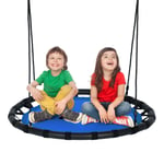COSTWAY Children Tree Swing Set, 100cm Giant Round Nest Swings with Adjustable Length Hanging Ropes, Saucer Swing Seat for Kids, 150kg Capacity (Blue)