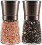 Vzaahu Salt and Pepper Grinders 2 Set with Ceramic Core Cinnamon,Adjustable Coarseness,Color Copper,Portable,Refillable Spice Mills,Home Kitchen Birthday,Housewarming Gifts