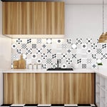 Ambiance Sticker Adhésifs Carrelages Autocollant Géométriques Nuance de Gris Carreaux de Ciment Carrelage Sticker Mural Salle de Bain et Cuisine | 60 Pièces de 10 x 10 cm