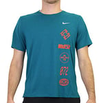 Nike DF Miler Top WR Gx T-Shirt Homme Geode Teal/Team Orange/Reflect FR: XL (Taille Fabricant: XL)