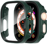 Diruite 2 Pièces Coque pour Apple Watch Ultra/Ultra 2 49mm Protection Écran Dur PC Matériel Ultra Mince Verre Trempé Écran Case,Vert,49mm