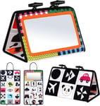 Vicloon Tummy Time Mirror, Baby Mirror Black and White Sensory Orange Edge 