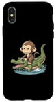 Coque pour iPhone X/XS Aventure amusante avec un singe et un crocodile