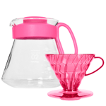 Hario V60 Filterbrygg Set Pink Inkl. Range Server 0,6 L, Dripper 2 Koppar & Filter