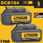 FOR Dewalt DCB184 5AH 18v XR Lithium Ion Li-Ion Battery Twin Pack LED Indicator