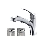 Robinet Salle de Bain avec Douchette Extractible Mitigeur de Lavabo avec 2 Jets Bouton Stop Mitigeur Salle de Bain en Laiton Chrome