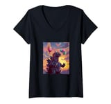 Womens Kaiju Birthday Party Japan Monster Movie Bday Japanese V-Neck T-Shirt