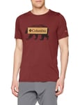 Columbia Men's T-Shirt, Box Logo Bear Tee, Polyester, Red (Tapestry), Size Small, 1844281
