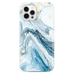 JIAXIUFEN Gold Sparkle Glitter Case Compatible with iPhone 12 and iPhone 12 Pro Marble Design Slim Shockproof TPU Soft Rubber Silicone Cover Phone Case 6.1 inch 2020 Blue