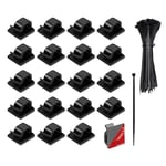 20 Pcs Clips Cable Et 100 Serre Attache Cable Adhesif, Clips Câbles Gestion De Câble Pour Organiseur De Fils Electriques Tv, Pc, Bureau, Maison