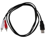 1.5M Usb a Mâle à 2X Phono Av Câble Pc Tv Aux Audio Adaptateur VidÉO