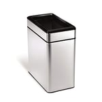 simplehuman CW1225 10L Slim Profile Open Office Business Commercial Bin, Lift-Off Lid, Inner Bucket, Fingerprint-proof, Brushed Stainless Steel, W 15.8 cm x H 33.1 cm x D 28.8 cm