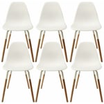 Altobuy - fluk - Lot de 6 Chaises Polypropylène Blanc et Bois