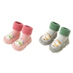 2 par Baby Walking Shoes och strumpor Baby Anti-slip strumpor PINK&GREY 13cm