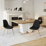 Lot de 4 chaises scandinaves GABY noires en tissu pour salle à manger