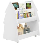 Woltu - Bibliothèque pour Enfants à 3 Niveaux Meuble Étagère à Livres sur 4 roulettes pour Chambre d'enfant, Blanc 60x38,5x71cm