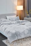 Silver Faux Fur Duvet Cover Set