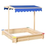 Kids Square Wooden Sandpit Sandbox Children Cabana Outdoor Backyard