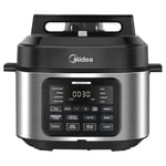 Midea 9-in-1 Multi Cooker, 6L with 12 Cooking Functions Pressure Cook (Slow&Rice Cooker, Sous Vide, Cake Maker, etc.), 70% Faster, Non-Stick Brushed Steel & Black