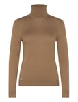 Silk-Blend Turtleneck Sweater Tops Knitwear Turtleneck Khaki Green Lauren Ralph Lauren