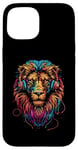 iPhone 15 Lion Wearing Headphones Cool Lion Colourful Case