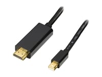 DELTACO mini DisplayPort till HDMI kabel med ljud, ha-ha, 2m