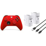 Xbox Bluetooth Manette rouge sans Fil+Venom Pack de deux batteries rechargeables haute capacité 1100 mAh - blanc