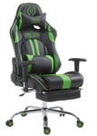 Fauteuil de bureau gamer avec repose pieds extensible mecanisme de bascule en PVC noir / vert 10_0002744