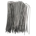 100 Piquet Jardin de Fixation en Acier Galvanisé 4x10cm - Ancrage au Sol Toile paillage Agrafes pour bache Chengqi01