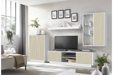 TV-hylly Ghiaccio 300x43 cm - Valkoinen Korkeakiilto