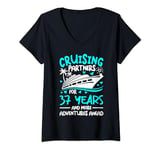 Womens Married 37 Years Cruising Cruise 37th Wedding Anniversary V-Neck T-Shirt