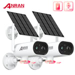 ANRAN 2K Solar Security Camera Battery Powered Pan 180° Outdoor Wireless CCTV