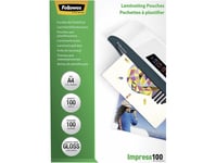 Fellowes Laminating Pouches Impress 100 Micron - 100 Mikron - 100-Pack - Glättat - Transparent - A4 (210 X 297 Mm) Lamineringsfickor