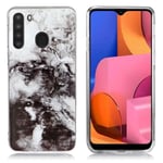 Samsung Marble Galaxy A21 kuoret - Harmaat ja Mustat Pilvet Hopea/Harmaa