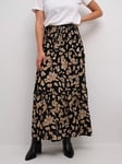 KAFFE Smocked Maxi Skirt, Black/Sand