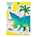 Talking TablesPuzzle et affiche de dinosaure en forme de tricératops bleu et vert de 62 pièces | Pour les enfants, les enfants | Illustré, amoureux des dinosaures jurassiques, cadeau d'anniversaire