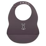 Nattou Bavoir en Silicone Avec Bol de Collecte, Lapin, Taille Réglable, Sans BPA, Environ 20 x 27 cm, Silicone, Gris