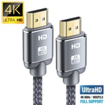 Cble HDMI 4K 2m - Snowkids Cble HDMI 2.0 Haute Vitesse par Ethernet en Nylon Tressé Supporte 3D/ Retour Audio - Cordon HDMI pou