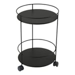 Fermob - Guinguette Side Wheeled Table With Solid Double Top Liquorice 42 - Småbord och sidobord utomhus - Svart - Metall