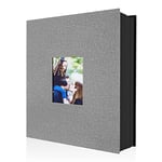 Lanpn Album Photo 10x15 400 Pochette, Lin Tissu Album pour Vertical Photos (Gris)