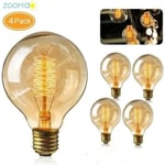 Ampoule Globe Vintage Edison E27 - Zoomdo - Blanc Chaud 40W - Lot de 4