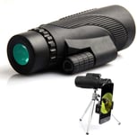 Télescope monoculaire puissant HD 40X60 avec support de téléphone Trépied télescopique, lunette monoculaire étanche de poche pour adultes Prisme transparent BAK4 pour l'observation des oiseaux, les vo