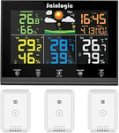 sainlogic Station météo sans Fil avec 3 capteurs extérieurs, prévisions météo, écran Couleur, thermomètre hy-gromètre sans Fil avec capteur extérieur