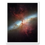 Hubble Space Telescope Image Starburst Galaxy M82 Happy Sweet Sixteen Celebration Messier 82 Blue Disk Red Dust Gas Star Formation Cluster Art Print F