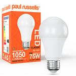 paul russells LED Light Bulbs Edison Screw E27, 75w Bulb, 11W 1050LM LED Bulbs, 2700K Warm White, Classic Frosted Large A60 ES GLS Standard Energy Saving Light Bulbs Pack of 1