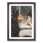 Big Box Art Man and Woman in The Restaurant by Lesser URY Framed Wall Art Picture Print Ready to Hang, Walnut A2 (62 x 45 cm)