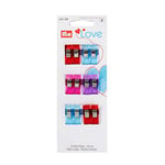 Prym Love Fabric Clips 2.6 cm, Light Blue/Red/Purple/Pink, 18 x 6.7 x 1.2 cm